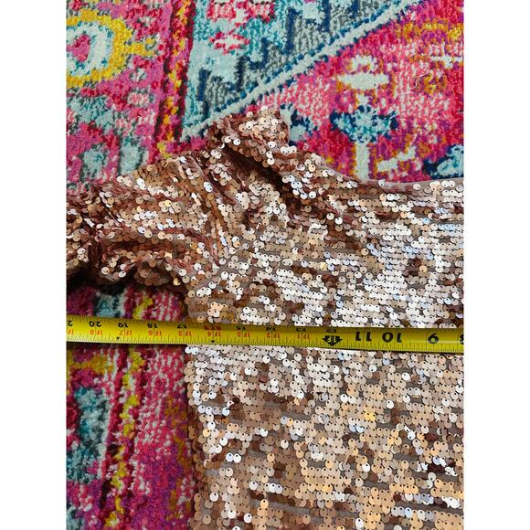 Vtg BCBGMaxAzaria Rose Pink Full Sequin Short Sleeve Low Back Long Gown Formal M - Picture 5 of 6